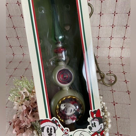 WDW Official Disney Mickey & Minnie Mouse Finial Glass Christmas Tree Topper New - Picture 3 of 7